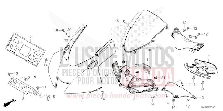 OBERER WINDLAUF von CBR1000RR SP SP1 SP2 MAT PEARL MORION BLACK (NHC33) von 2024